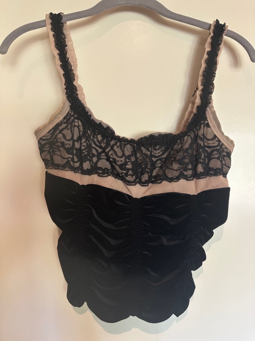 Moda International Black and Nude Lace-Trim Cami